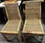 pair of rattan side chairs