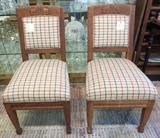 pair of Art Deco side chairs with wool fabric