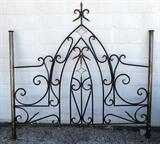wrought iron panel turned into queen size headboard