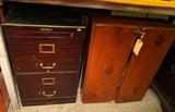 vintage filing cabinet and pine wall cabinet