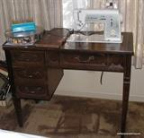 Sewing desk with Singer machine