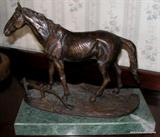 paul Edouard de la Brierre  1829-1912 after Bronze Sculpture Stallion at Fence