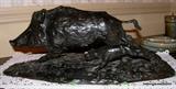  Apul Benoist Gironiere 1903-1983  Wild Boar with Hunting Dog Bronze, absolutely fabulous