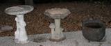Birdbaths and another cast iron pot {two in total }