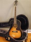 Epiphone Jumbo Acoustic and hard shell case - like new, hardly played, model AJ 220 VS - excellent condition