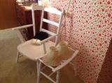 Nice Vintage Ladder Back and stool, Vintage Vanity Lamp Shades