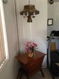 Chandelier, maple side table