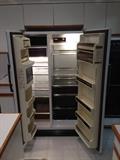Lot #19 23.5 cubic feet Fridge refrigerator freezer GE NO FROST MODEL TFX24RH
 66 5/8" tall 35 3-4" wide 31 1/2" deep including handles
 49" deep w doors open 8.57 cubic ft freezer
 14.93 cubic feet fresh food refrigerator
 4 shelves 4 drawers
 Automatic ice maker