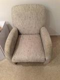 Lot #27
Grey w black specs comfortable chair #2 back height 34 1/2" interior cushion 18" x 22"
