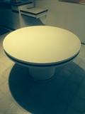 Lot #17 
Round white Formica kitchen table with black trim 48" diameter 30" tall  Table Only.
