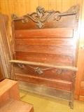 Ornate Oak High Back Bed with rails