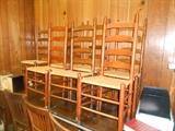 7 Ladderback Rush Seat Dining Chairs