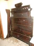 Ornate Eastlake Walnut Highback Bed