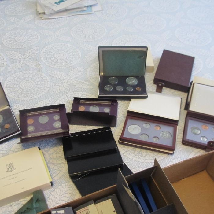 SEVERAL OF MORE THAN 20 VINTAGE PROOF SETS US AND FOREIGN
