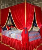 Full Size 4-Poster Bed Red Velvet Custom Drapery Sold sep
