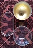 Glass Serving Pieces w Gold Trim 