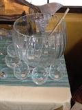 Crate and Barrel Punch Bowl Set w 18 Glasses