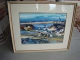 Herbert Ryman watercolor. "Harbor Scene" The best we have ever seen.