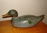 Hand-made carved female mallard working decoy.