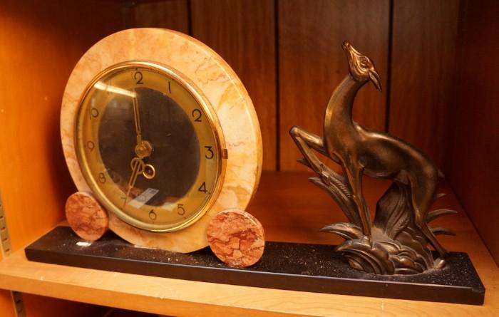 Belgian Marble and bronze art deco clock