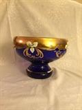 Slavia Bohemia gold/cobalt fruit bowl