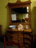 ANTIQUE BUREAU & MIRROR