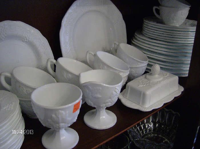Indiana milk glass grapevine dishes