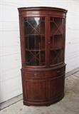 C/1940's Duncan Phyfe Mahogany curved front Corner China Cabinet