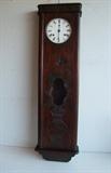 ~ C/1900 Wall Regulator, Unusual Mahogany case with Asian Carvings, German movement, 8 day 