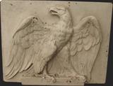 1911 Architectural plaster Eagle wall relief, made by Caproni Bros., Boston (1897-1927) Hallmark plate on lower back, Catalog #10051, 31x24", small chip on bottom 