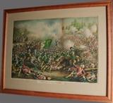 Lg. Kurtz & Allison framed litho of Revolutionary War Battle scene 