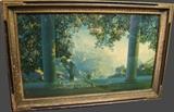 Lg. format Maxfield Parrish Daybreak print, original frame 