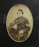 Early photo of Indian Wars Soldier in shadowbox frame 