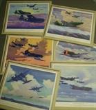 C/1950's set of 8 frame-able litho prints of WW2 Airplanes in sleeve 