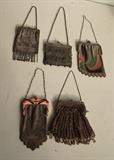 ~ C/1915 Metal beaded Ladies Purse ~ C/1930 Chain mall Ladies Purse ~ C/1920's glass beaded Ladies Purse ~ C/1915 Carnival glass beaded Ladies Purse 