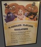70s 1st McDonalds Playland Rules Sign - Orig Frame