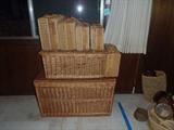 Wicker Chests And Nesting Baskets 	 

Two large wicker chests together with five nesting suitcase style baskets. Baskets close with toggles. Largest trunk measures 34X20X19. 	

http://auctionnearyou.maxsold.com/view-auctions/catalog/id/378/lot/41024/?url=%2Fview-auctions%2Fcatalog%2Fid%2F378%2F%3Fpage%3D1%26items%3D100
