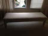 Terrific bench - in pristine condition. 19"h x 20"d x 66" wide so it will work at the foot of a queen bed as well as a king sized bed.