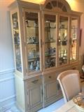 Matching Bernhardt hutch with wired lighting, adjustable glass shelves and loads of storage!  It is 72"w x 18"d x 90" at the peak of the arch.  Priced so  you can paint or stain if this is not your décor 