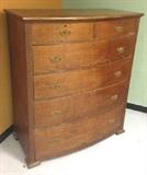 Oversized American bow front oak chest