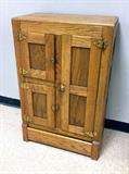 antique oak icebox, will be sold complete with hardware (not yet reinstalled in photo)