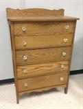 antique American oak highboy chest