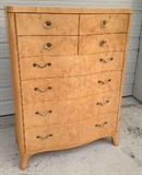 Birdseye maple highboy chest, Thomasville furniture company