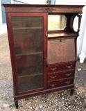 antique mahogany side by side secretary bookcase