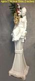 5 foot tall, porcelain Asian lady statue, comes in 3 sections for easy movement, has slight damage in area of flowers which disguise damage - recently a similar pair of statues sold in Houston at Greater London Auction for over $5000.00