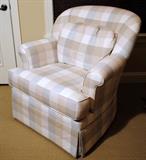 Thomasville Checked Upholstered Swivel Chair
