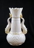 Belleek Shell Dolphin Yellow Spill Vase 6 inches
