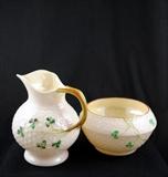 Belleek Shamrock Yellow Sugar & Creamer, 4 Inch
