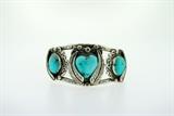 Fine Vintage Pawn Silver & Turquoise Cuff Bracelet
