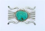 Fine Vintage Pawn Silver & Turquoise Belt Buckle
